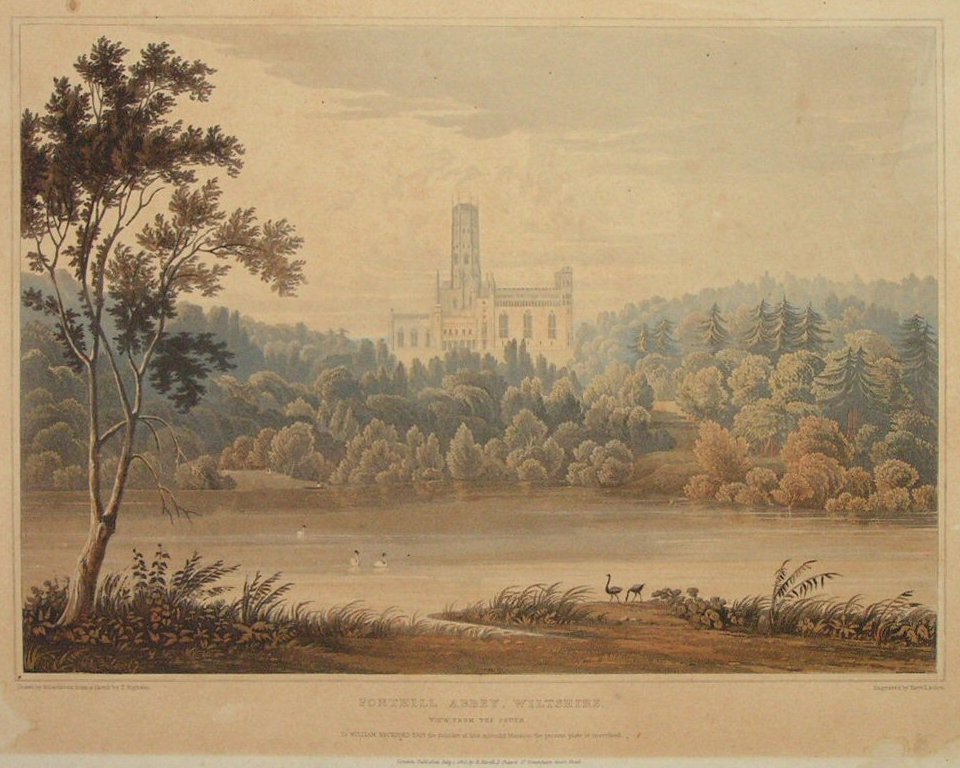 Aquatint - Fonthill Abbey, Wiltshire. View from the South. To William Beckford Esqr the Founder of this Splendid Mansion, the Present Plate is Inscribed.
 - Havell